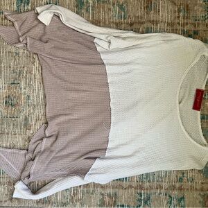 AKIRA White and Tan Long Sleeve Top